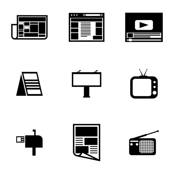 Conjunto de iconos de anuncio negro vectorial — Vector de stock