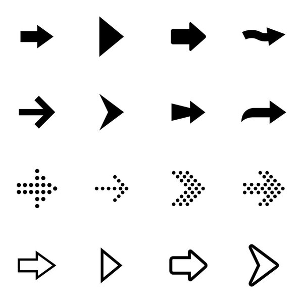 Vector black arrows icons set