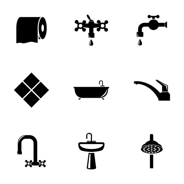 Vector zwarte badkamer icons set — Stockvector