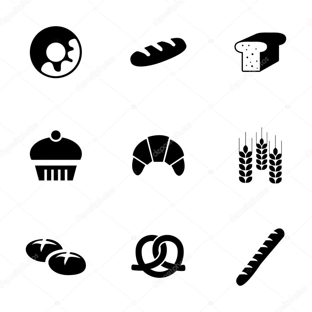 Vector black bakery icons set