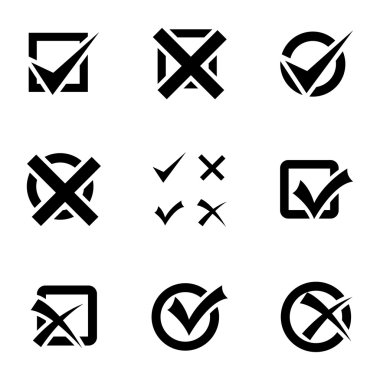 vektör siyah onay simgeler ayarlayın işaretleri