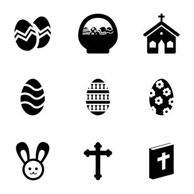 Vektör siyah Paskalya Icons set