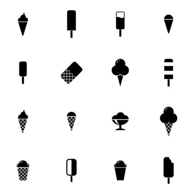 siyah buz krem Icons set vektör