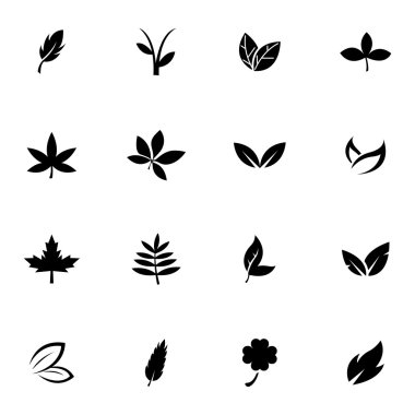 Siyah vektör yaprak Icons set