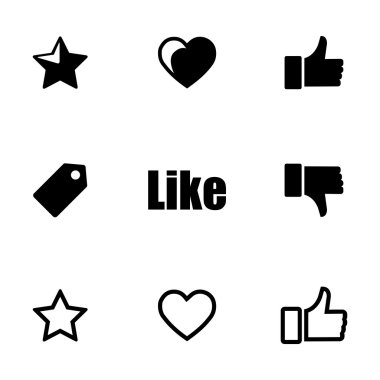 Vector Icons set gibi siyah