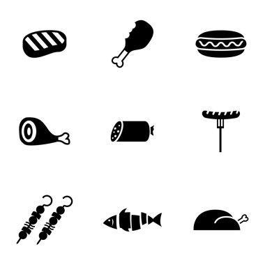 Vektör siyah et Icons set