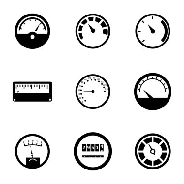 Vector black meter icons set clipart