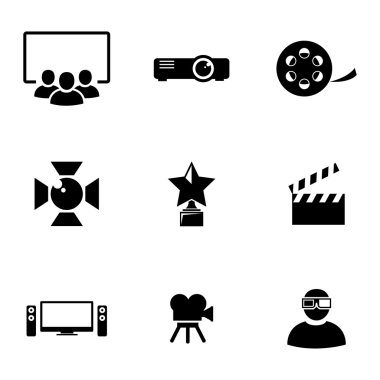 Vektör siyah film Icons set
