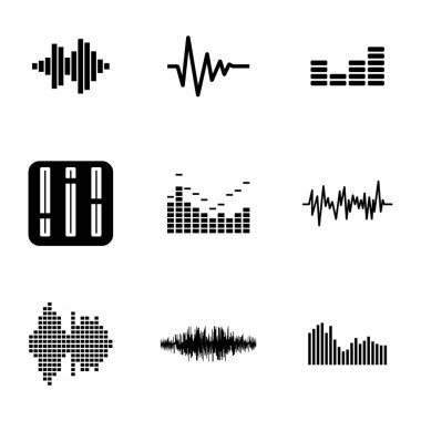 vektör siyah müzik soundwave Icons set