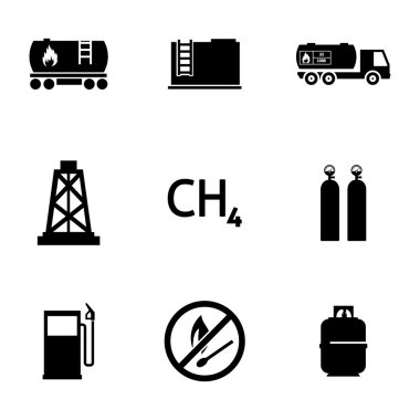 vektör siyah Doğalgaz Icons set