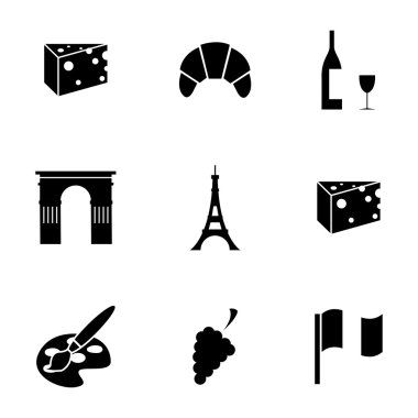 siyah paris Icons set vektör