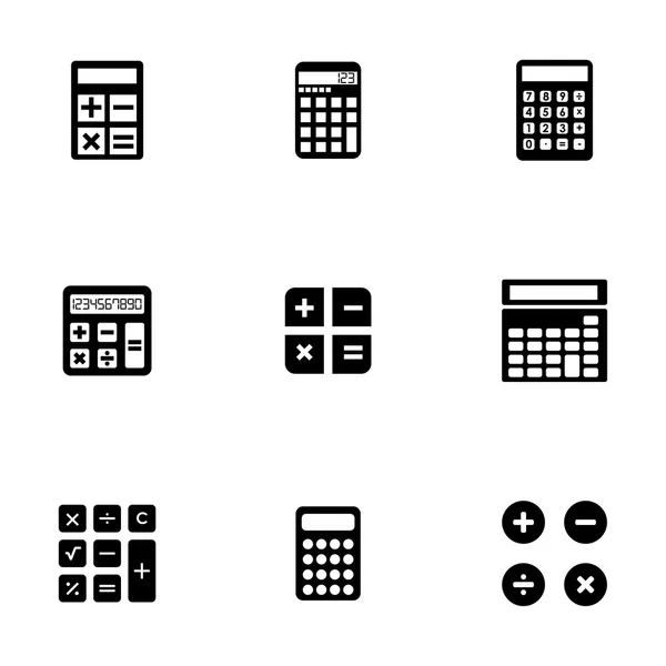 Zestaw ikon kalkulator wektor czarny — Wektor stockowy