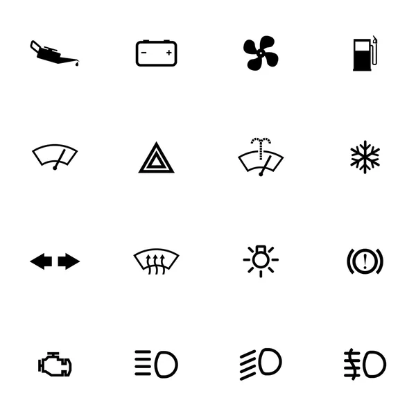 Vector balck car dashboard icons set — Stock Vector