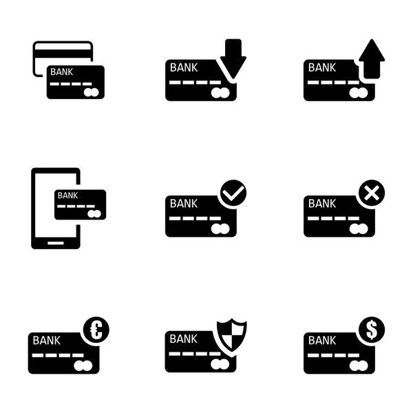 Set icone della carta di credito nera vettoriale — Vettoriale Stock