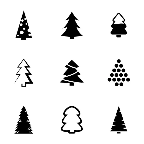 Vektor schwarze Weihnachtsbaum-Symbole gesetzt — Stockvektor