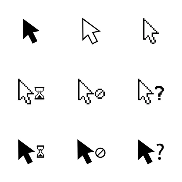 Vector black mouse cursor icons set — Stock Vector