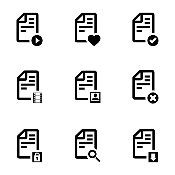 Vector zwarte documenten icons set — Stockvector