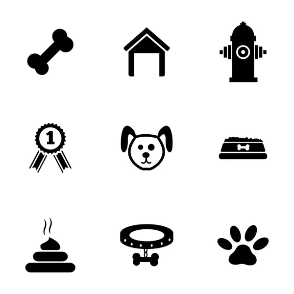 Conjunto de iconos de perro negro vector — Vector de stock