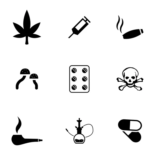 Wektor czarny narkotyków zestaw ikon — Wektor stockowy