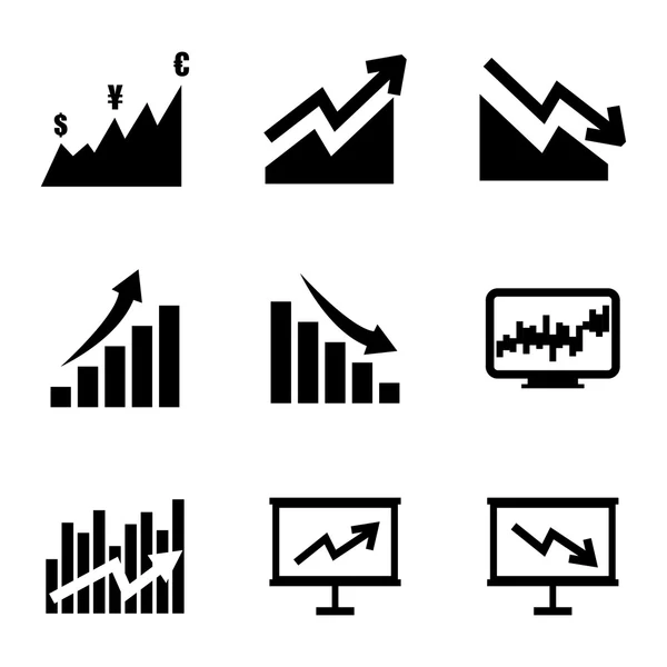 Vector negro iconos económicos conjunto — Archivo Imágenes Vectoriales