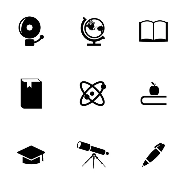 Vettoriale nero educazione icone impostato — Vettoriale Stock