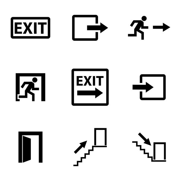 Vector black exit icons set