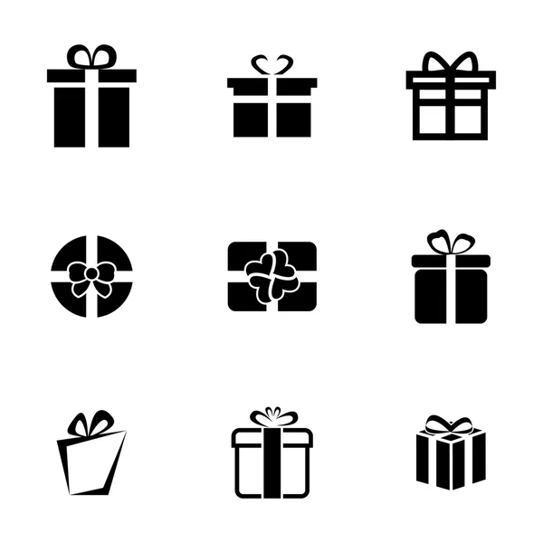 Conjunto de iconos de regalo negro vector — Vector de stock