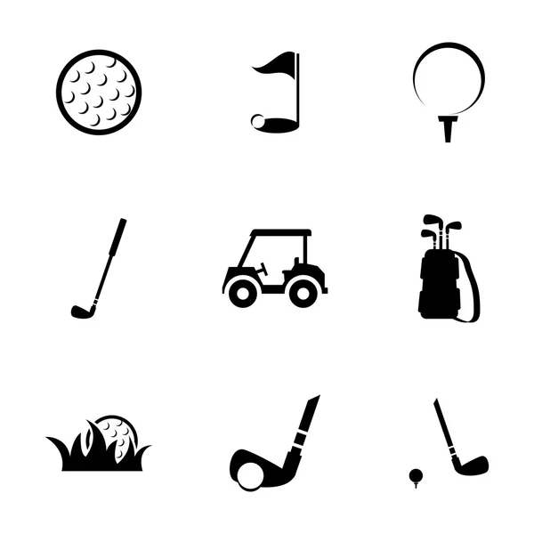 Vector black golf icons set — Stock Vector