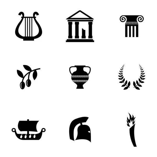 Набор векторных чёрных греческих икон — стоковый вектор
