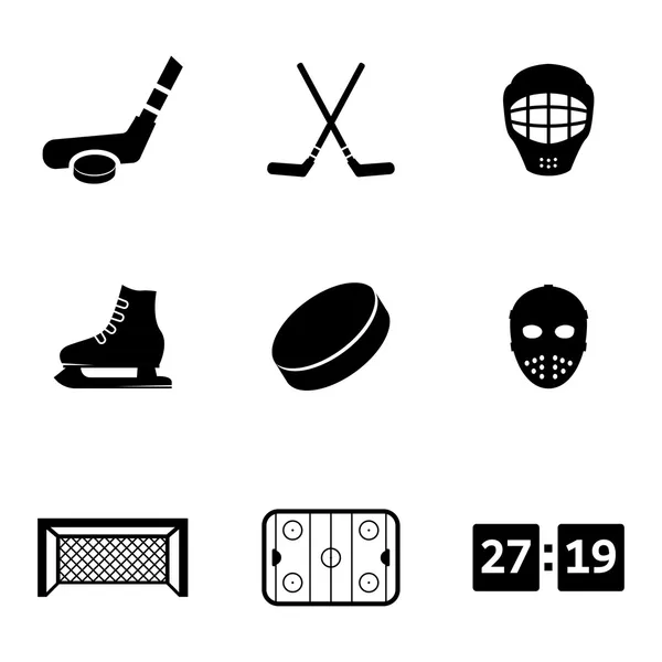 Набор векторных чёрных хоккейных икон — стоковый вектор