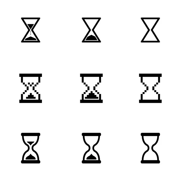 Conjunto de iconos de reloj de arena negro vector — Archivo Imágenes Vectoriales