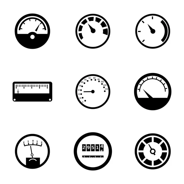 Vector black meter icons set — Stock Vector