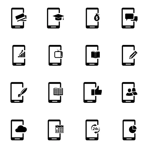 Ensemble d'icônes mobiles vectorielles noires — Image vectorielle