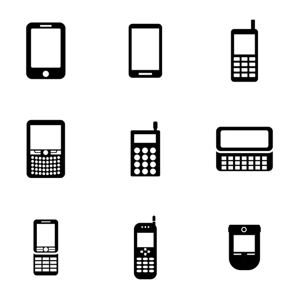 Vector black mobile phone icons set — Stock Vector