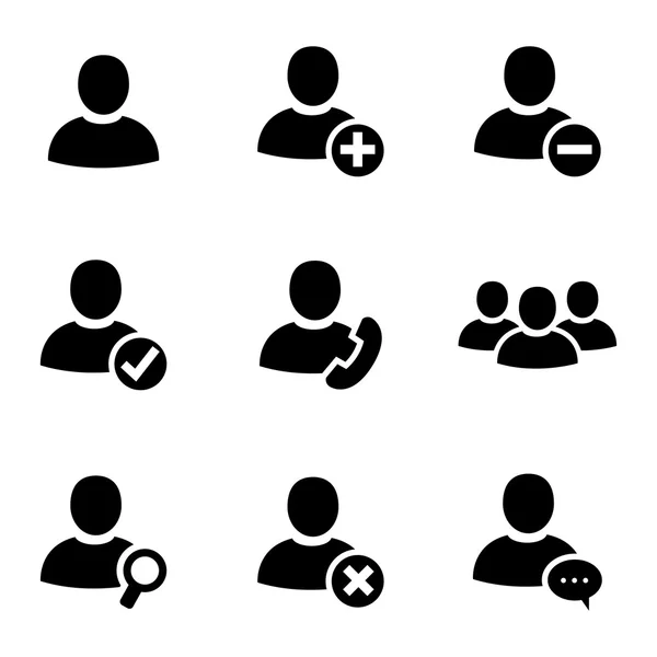 Vector black people icons set — Stock Vector
