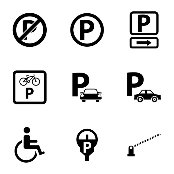 Conjunto de iconos de estacionamiento negro vectorial — Archivo Imágenes Vectoriales