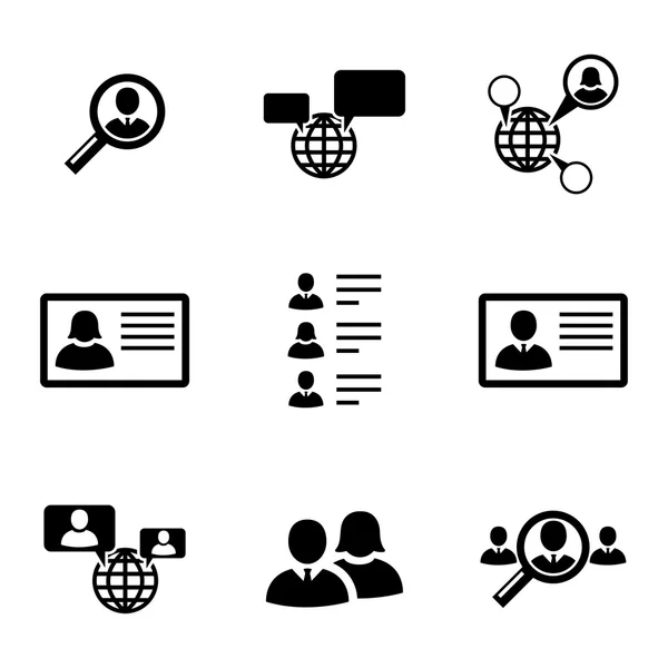 Vector black people search icons set — Stock Vector