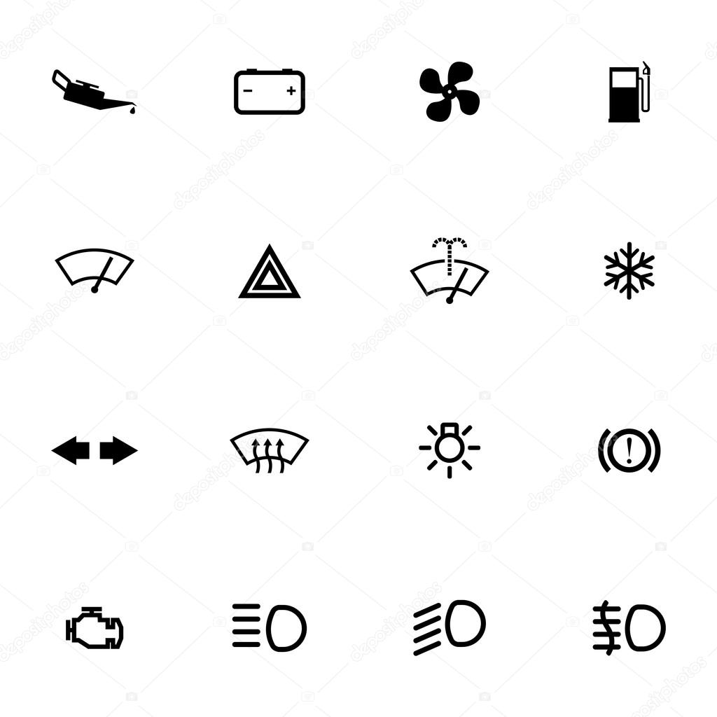 Vector balck car dashboard icons set