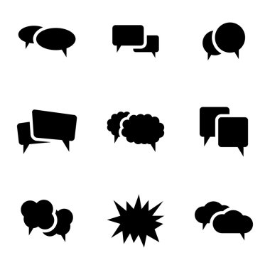 siyah vektör konuşma balonu Icons set