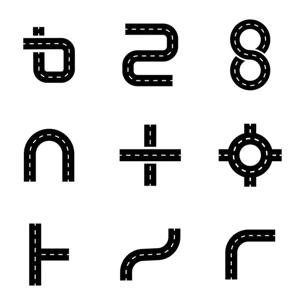 矢量黑色路面元素图标集 — 图库矢量图片