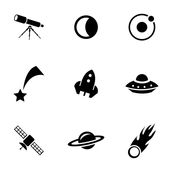 Vector black space icons set — Stock Vector