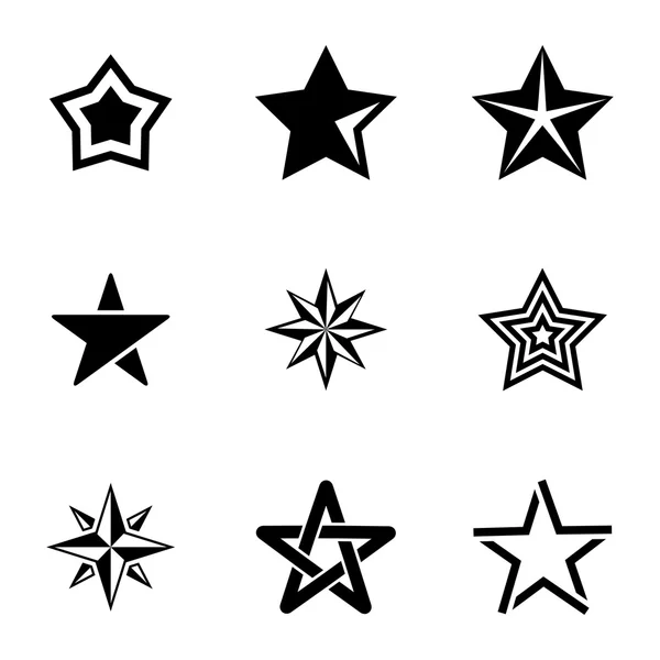 Vector zwarte sterren icons set — Stockvector