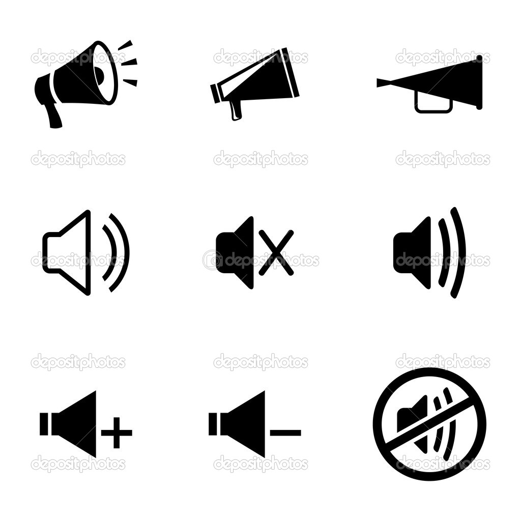 Vector black speaker icons set