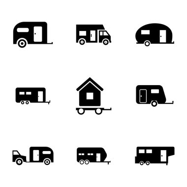 Vector black trailer icons set