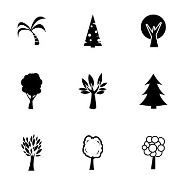 siyah vektör ağaçlar simgeler kümesi