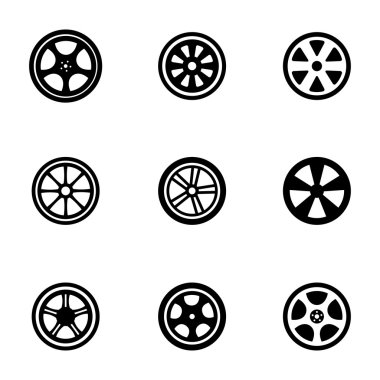 vektör siyah tekerlek diskleri Icons set