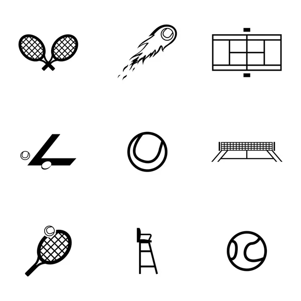 Vektor schwarze Tennis-Ikonen gesetzt — Stockvektor
