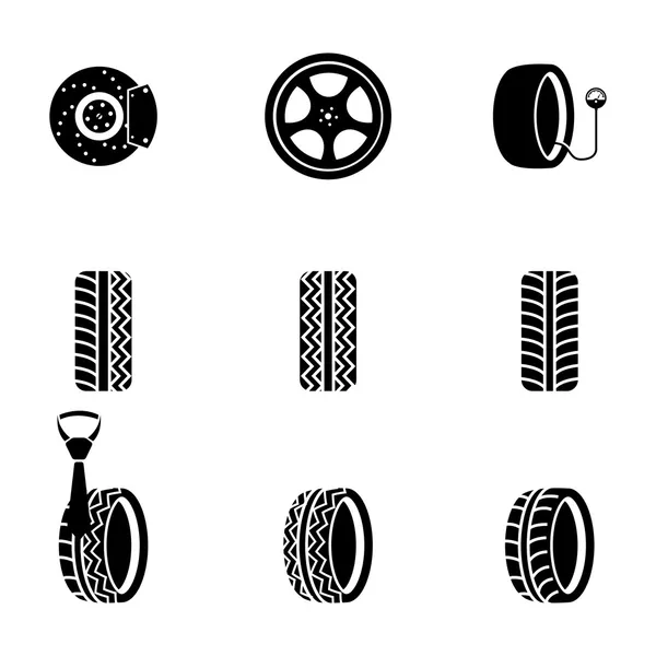 Conjunto de iconos de neumático negro vector — Archivo Imágenes Vectoriales