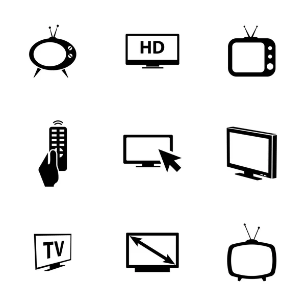 Vektor schwarze TV-Symbole gesetzt — Stockvektor
