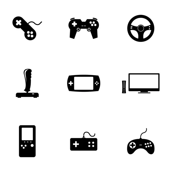 Vector negro conjunto de iconos de videojuegos — Vector de stock